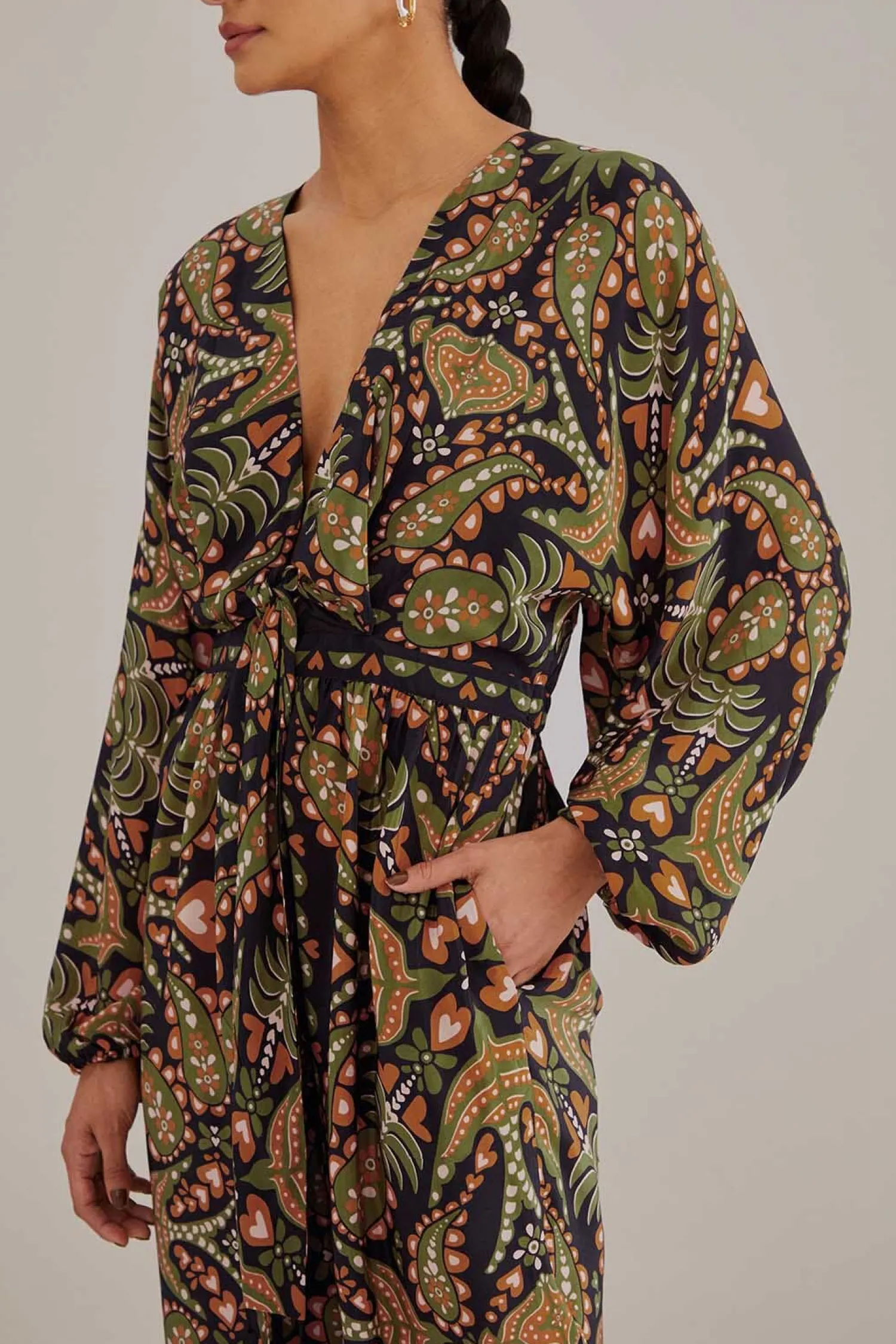 FARM Rio BLACK MARTINA SCARF V NECK JUMPSUIT