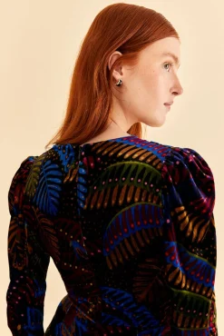 FARM Rio BLACK MIDNIGHT ISLAND V NECK VELVET JUMPSUIT