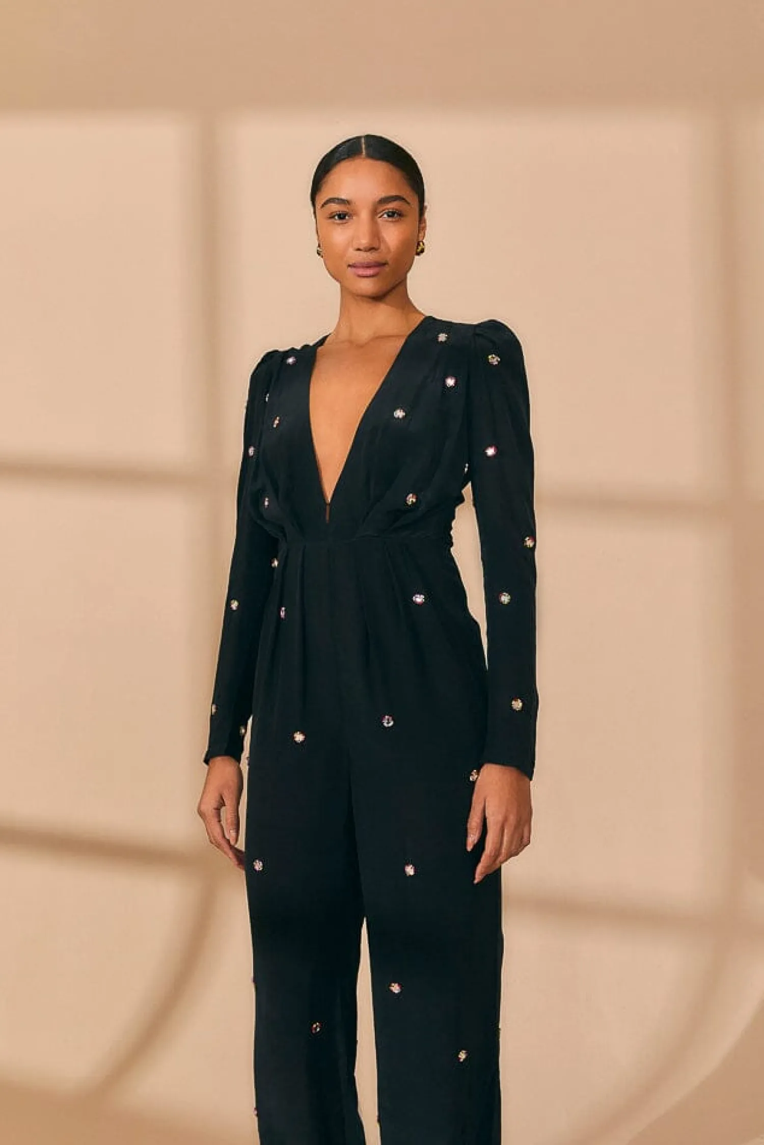 FARM Rio BLACK MIRROR EMBROIDERED JUMPSUIT