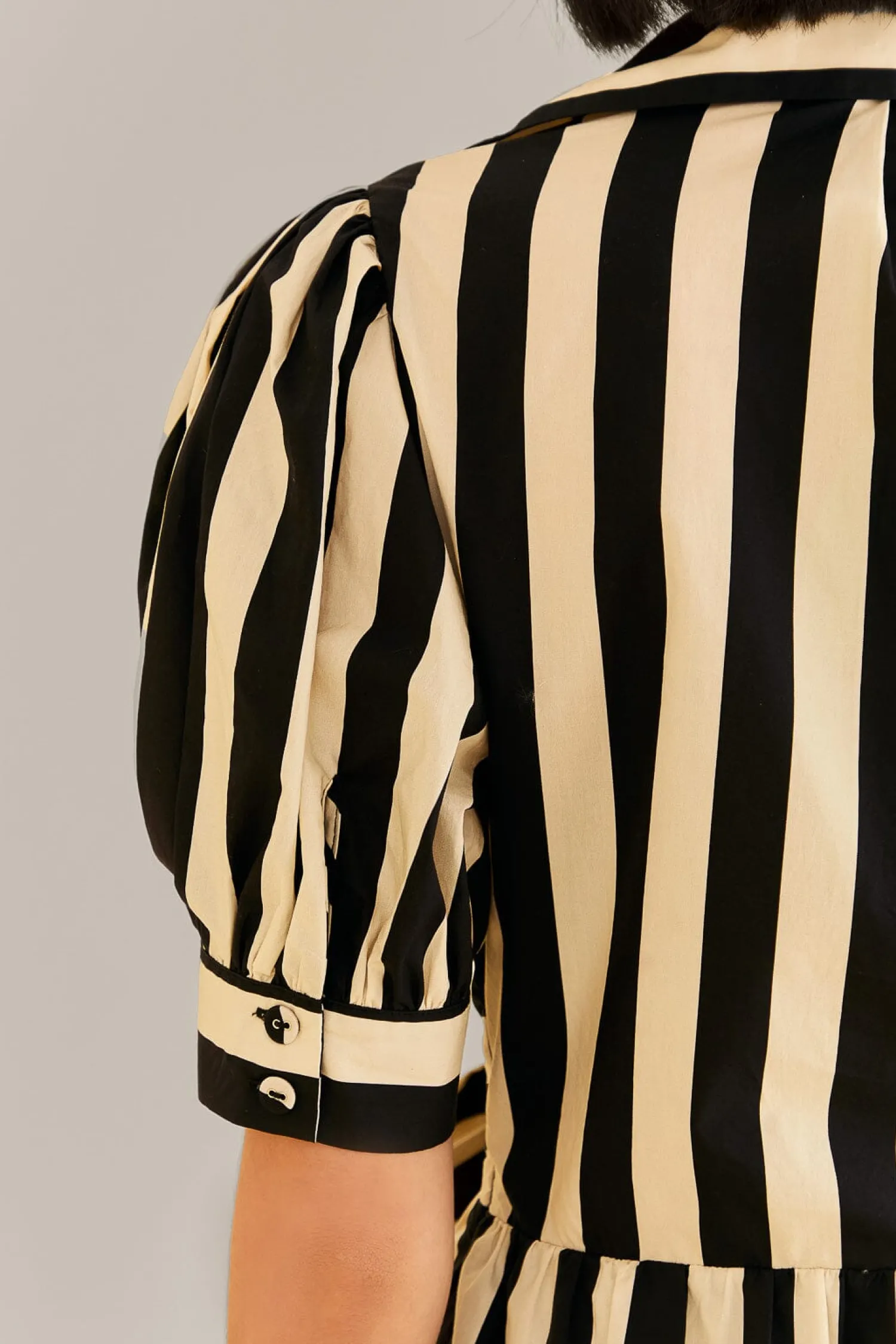 FARM Rio BLACK MIXED STRIPES SHORT SLEEVE MINI DRESS