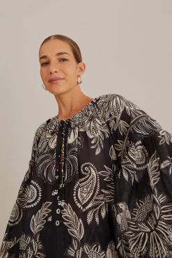 FARM Rio  BLACK PAISLEY BLOOM BLOUSE