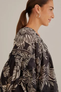FARM Rio  BLACK PAISLEY BLOOM BLOUSE
