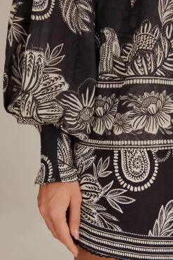 FARM Rio  BLACK PAISLEY BLOOM BLOUSE