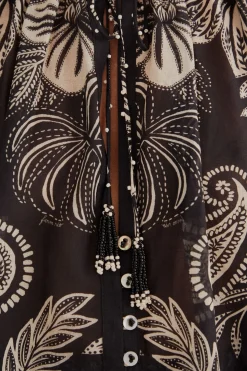FARM Rio  BLACK PAISLEY BLOOM BLOUSE