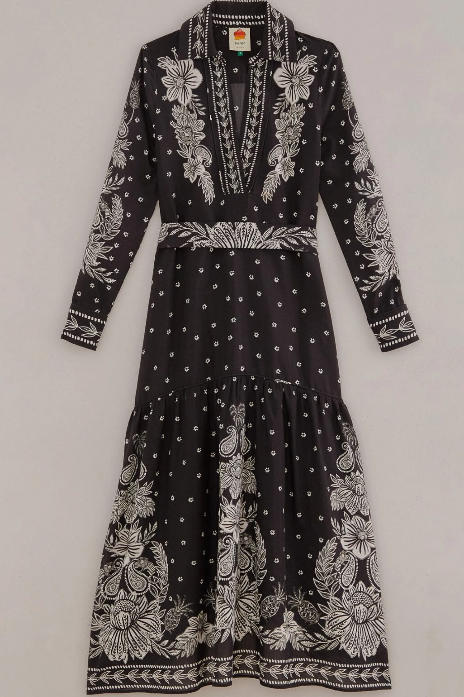 FARM Rio BLACK PAISLEY BLOOM MAXI DRESS