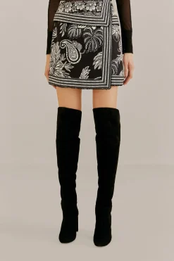FARM Rio  BLACK PAISLEY BLOOM MINI SKIRT