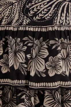 FARM Rio BLACK PAISLEY BLOOM TIERED SKIRT