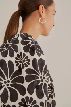 FARM Rio  BLACK PALERMO PUFF SLEEVE BLOUSE