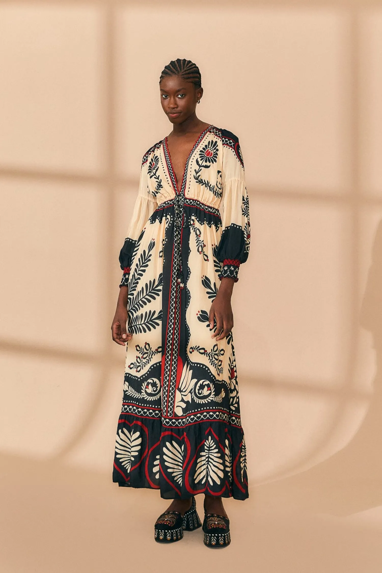 FARM Rio BLACK PASSION SCARF MAXI DRESS