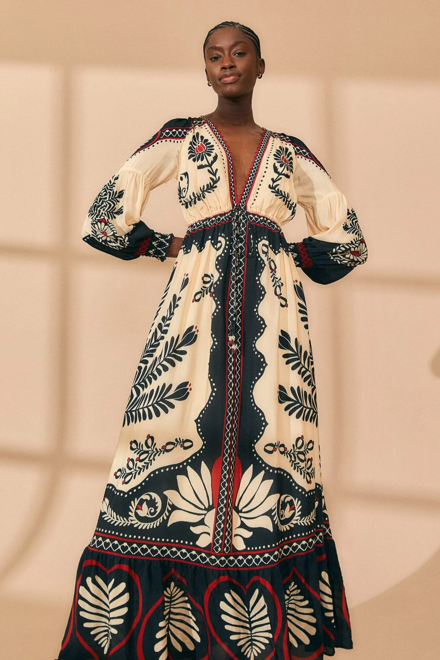 FARM Rio BLACK PASSION SCARF MAXI DRESS