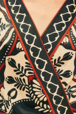 FARM Rio BLACK PASSION SCARF MINI WRAP DRESS