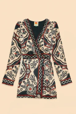 FARM Rio BLACK PASSION SCARF MINI WRAP DRESS