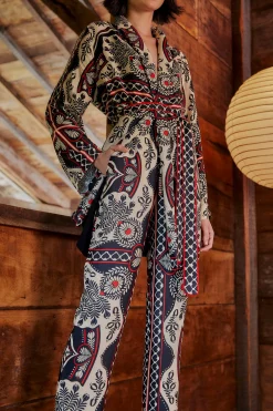 FARM Rio  BLACK PASSION SCARF PANTS