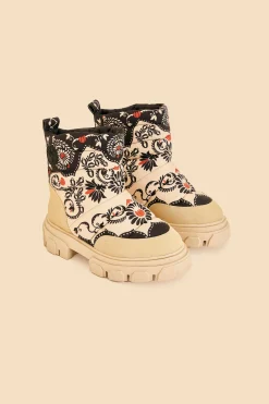 FARM Rio BLACK PASSION SCARF PUFFY ANKLE BOOT