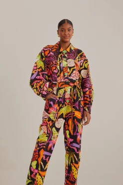 FARM Rio  BLACK PSYCHEDELIC GARDEN JUMPSUIT