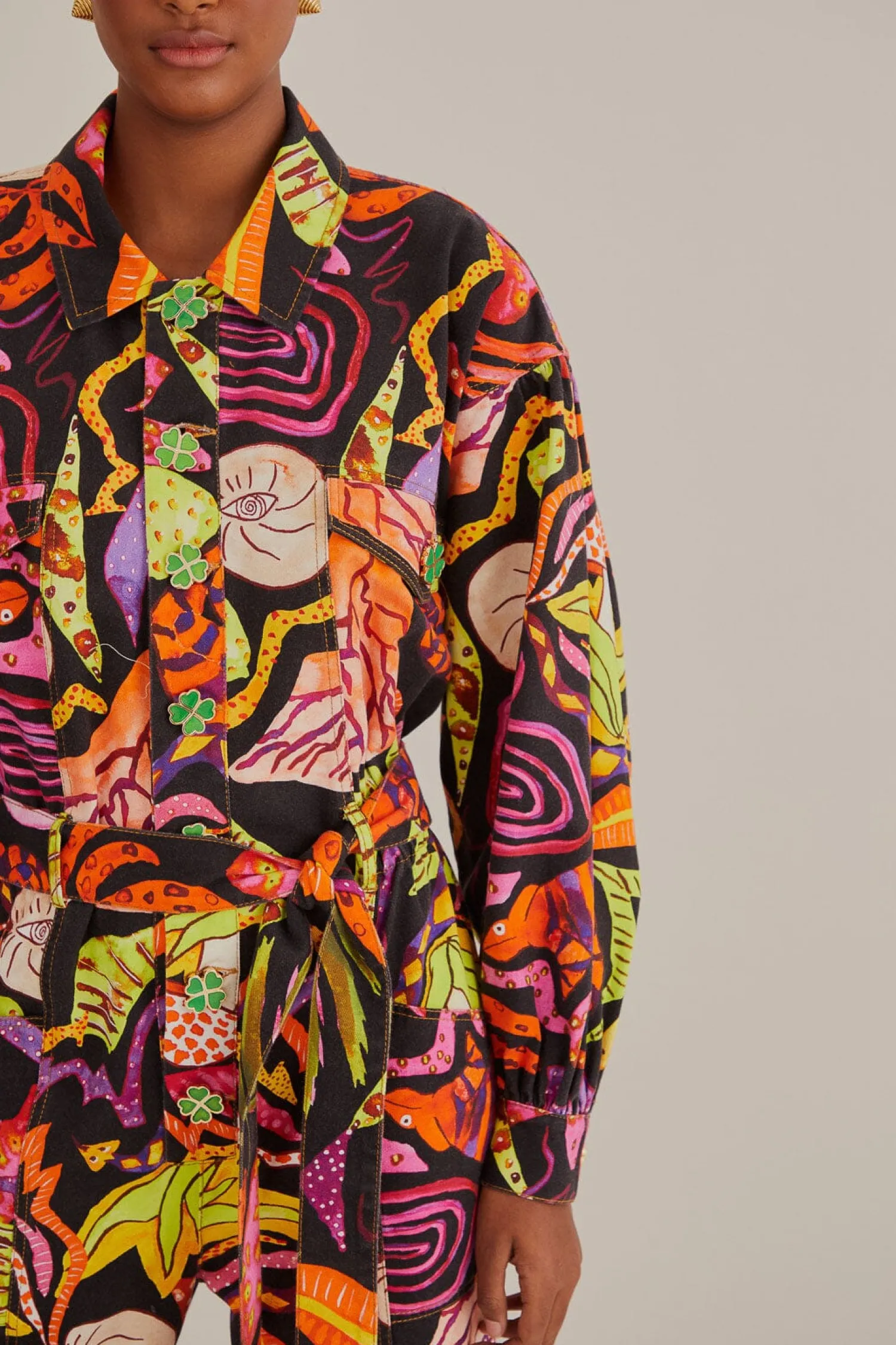 FARM Rio BLACK PSYCHEDELIC GARDEN JUMPSUIT