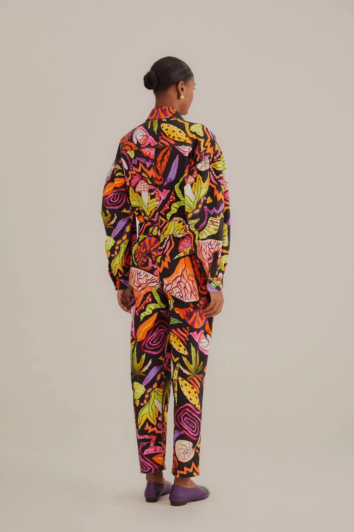 FARM Rio BLACK PSYCHEDELIC GARDEN JUMPSUIT