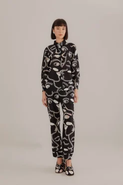 FARM Rio BLACK RICHELIEU FACES PANTS