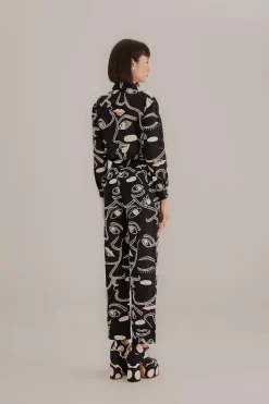 FARM Rio  BLACK RICHELIEU FACES PANTS