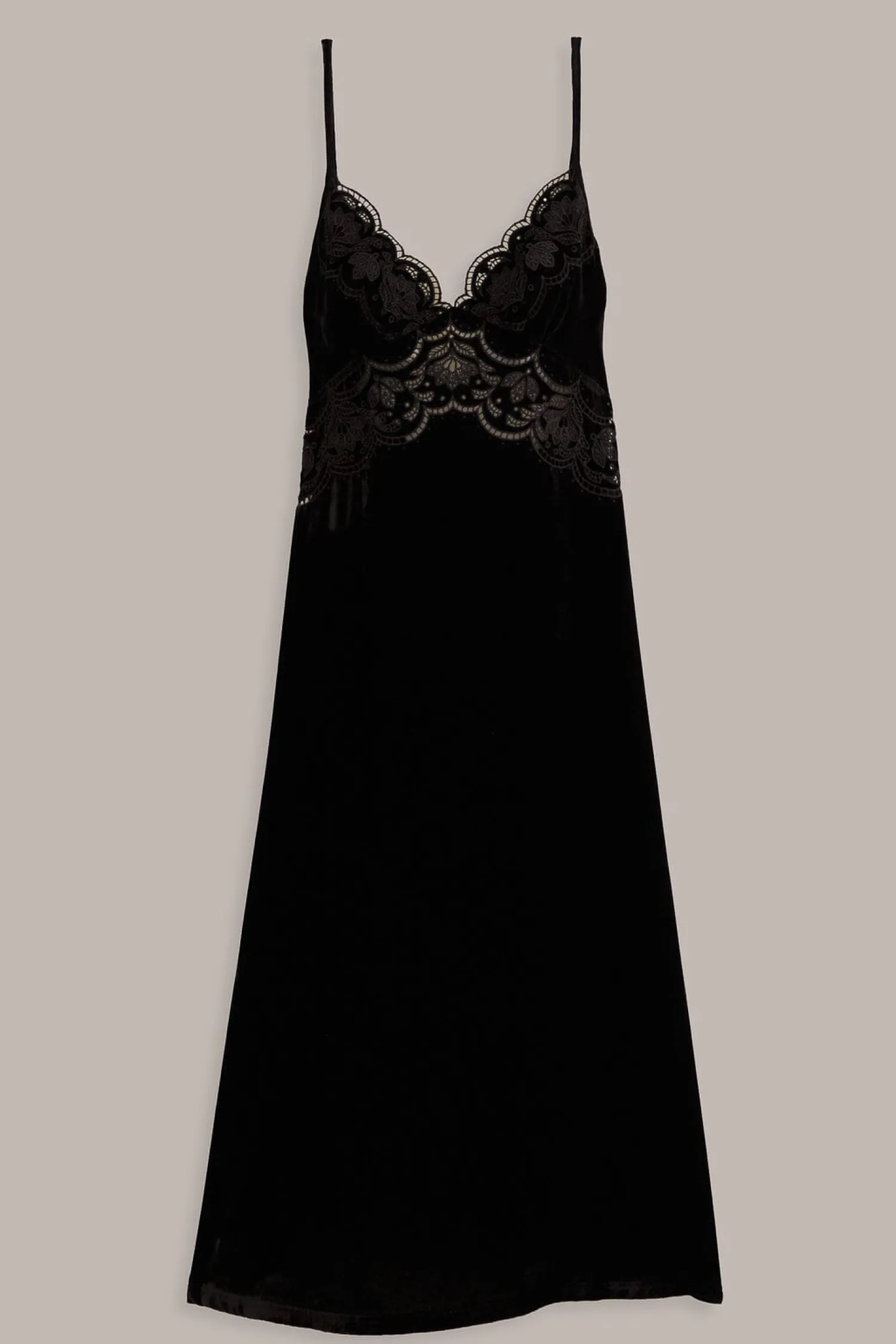 FARM Rio BLACK RICHELIEU VELVET SLIP DRESS