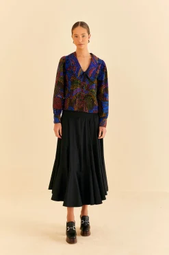 FARM Rio  BLACK RUFFLE MAXI SKIRT