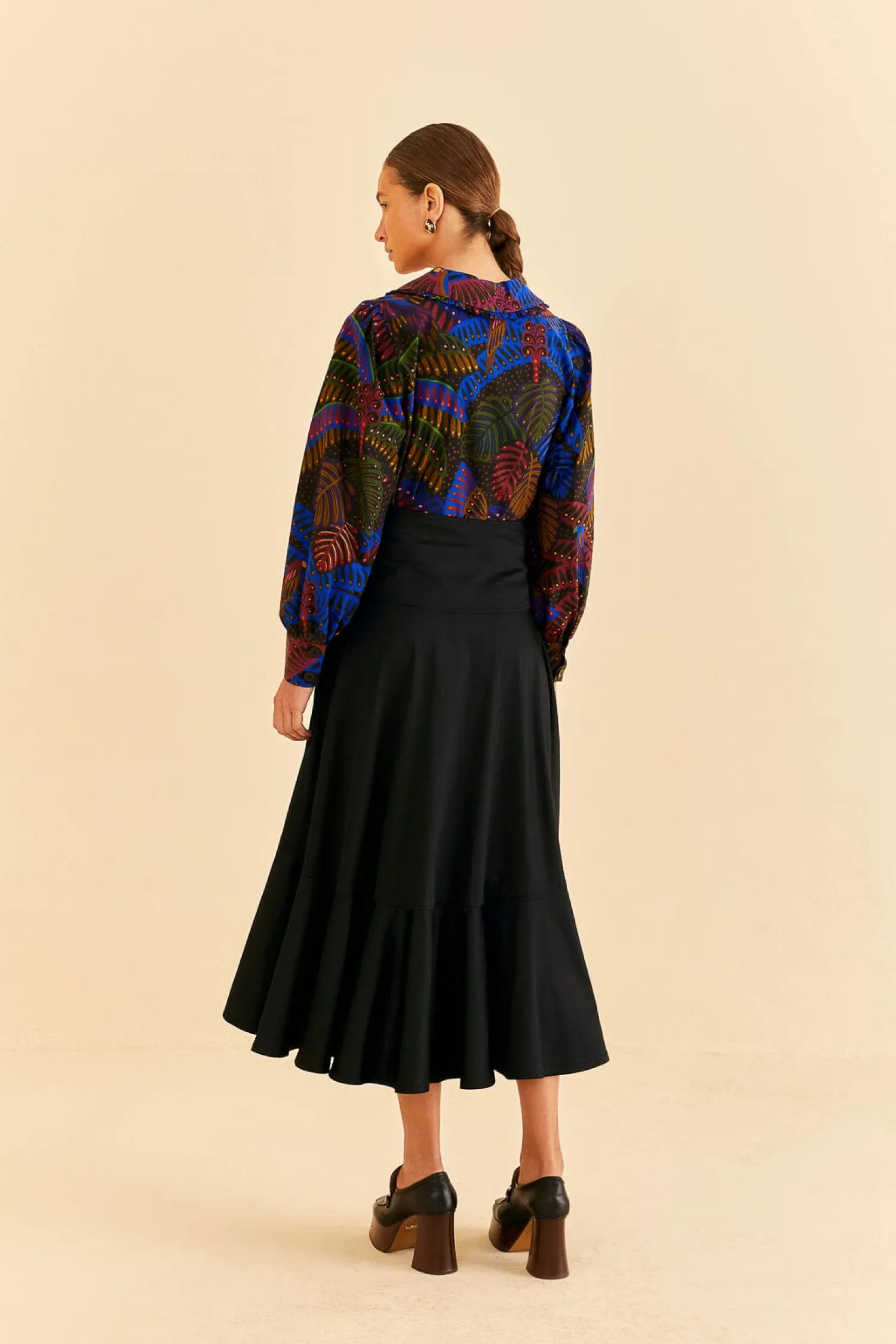 FARM Rio BLACK RUFFLE MAXI SKIRT