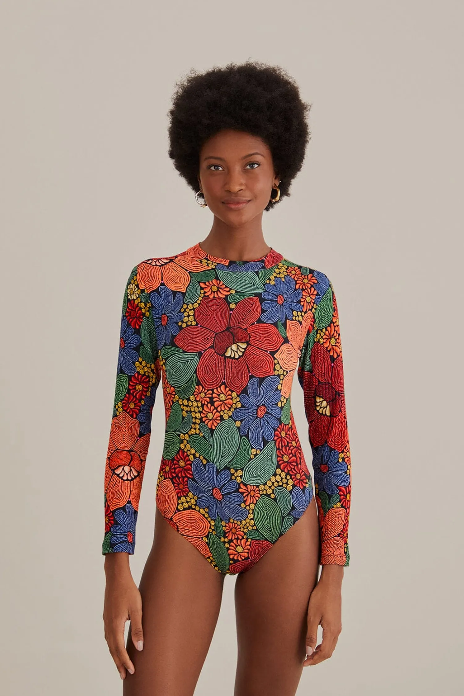 FARM Rio BLACK STITCHED FLOWERS ORGANIC COTTON BODYSUIT