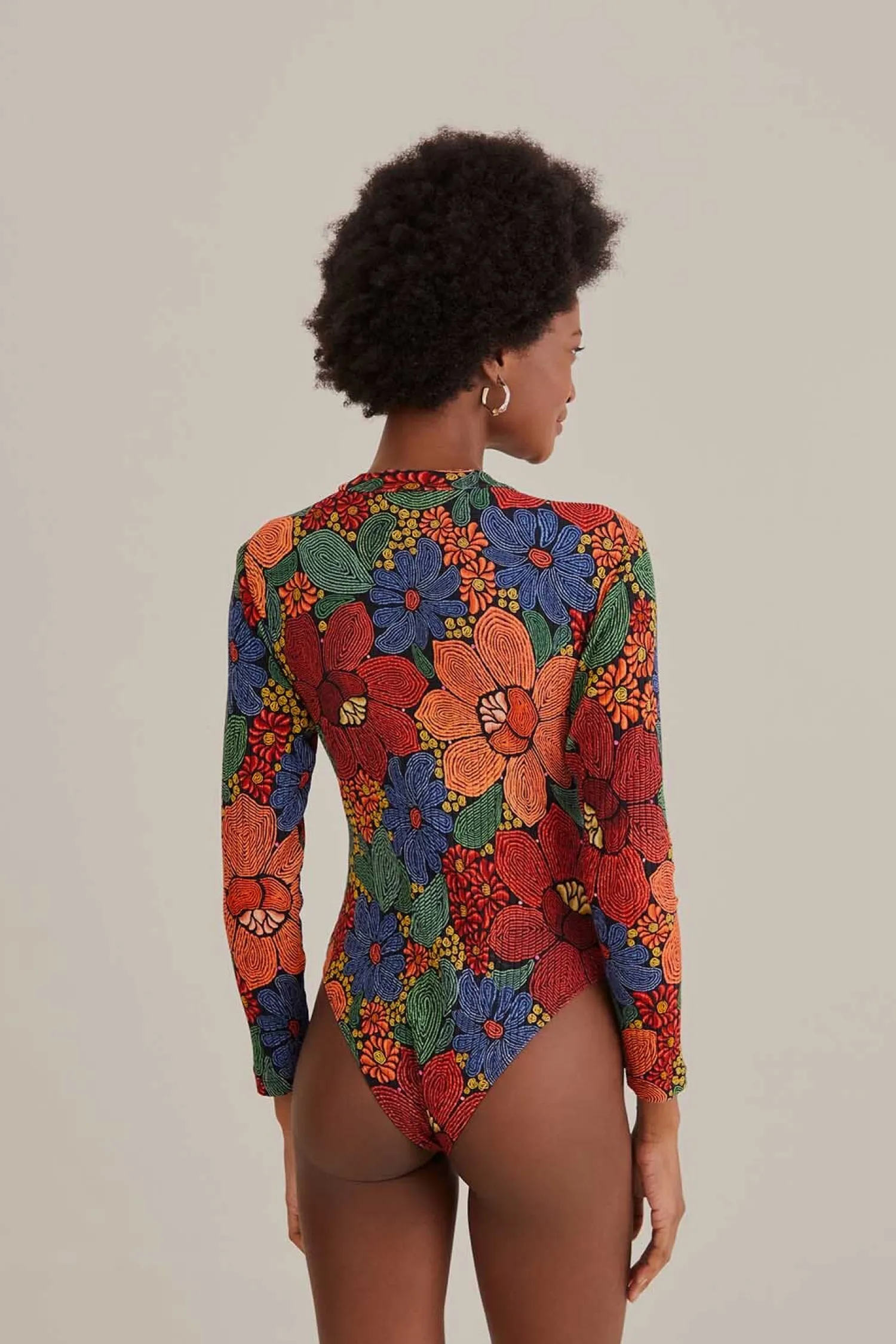 FARM Rio BLACK STITCHED FLOWERS ORGANIC COTTON BODYSUIT
