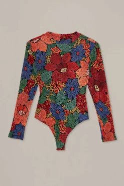 FARM Rio BLACK STITCHED FLOWERS ORGANIC COTTON BODYSUIT