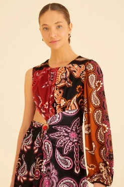 FARM Rio BLACK SWEET MERMAIDS ONE SHOULDER MAXI DRESS