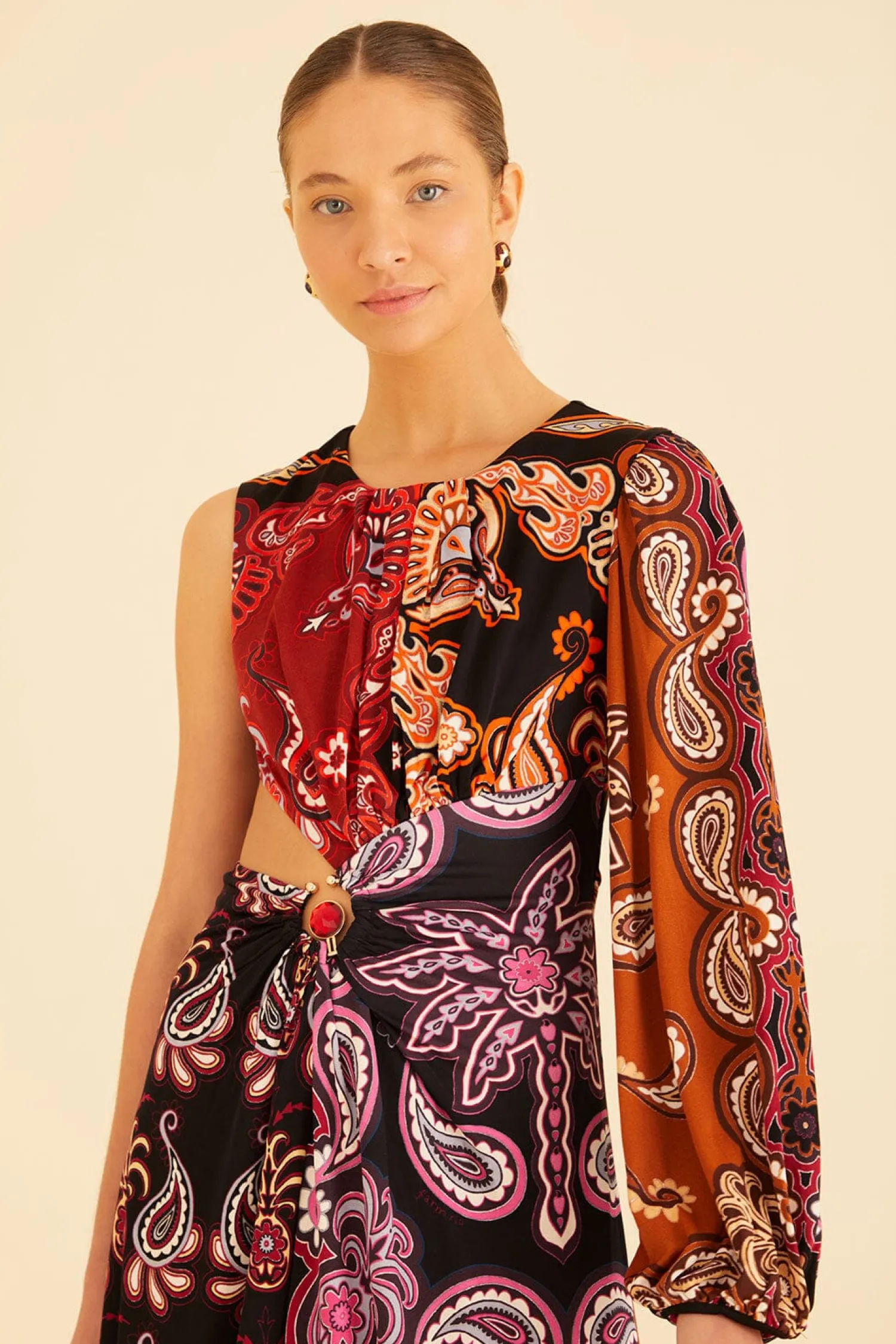 FARM Rio BLACK SWEET MERMAIDS ONE SHOULDER MAXI DRESS