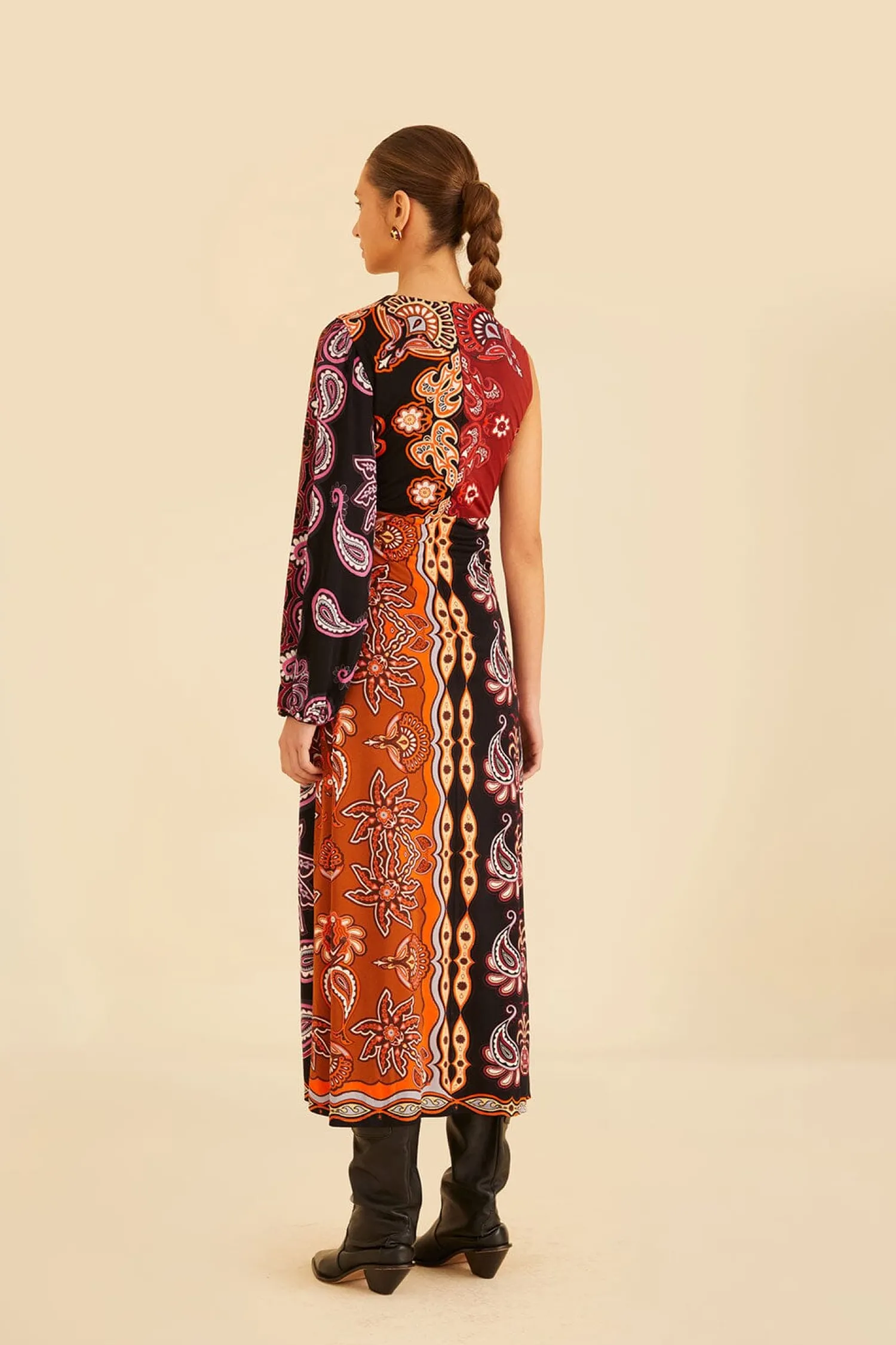 FARM Rio BLACK SWEET MERMAIDS ONE SHOULDER MAXI DRESS