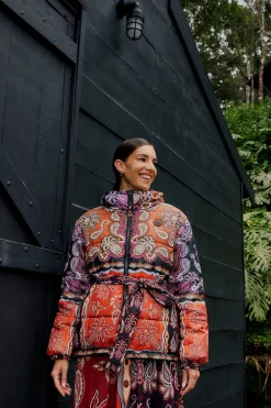 FARM Rio BLACK SWEET MERMAIDS REVERSIBLE PUFFER JACKET