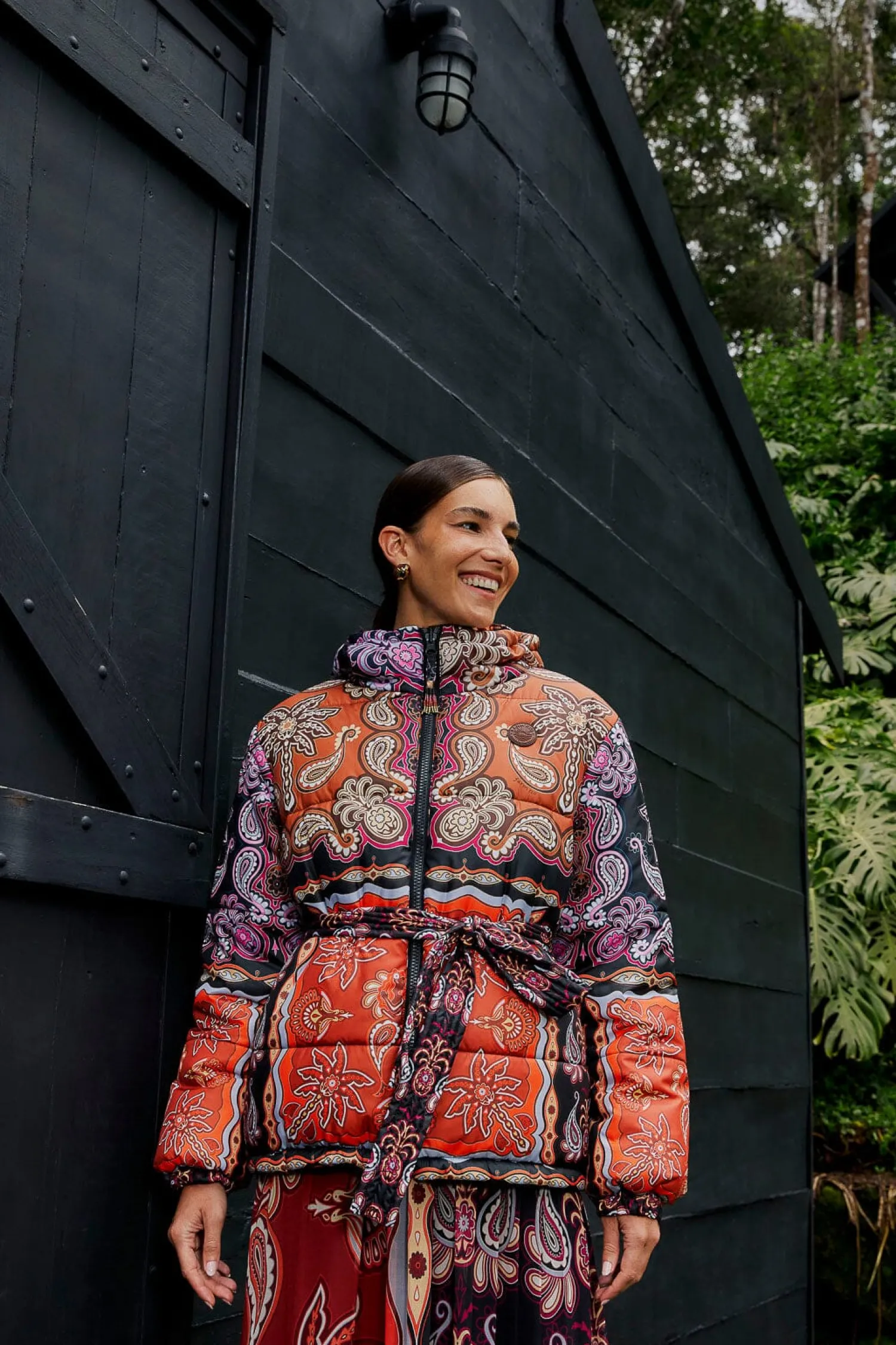 FARM Rio BLACK SWEET MERMAIDS REVERSIBLE PUFFER JACKET