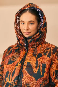 FARM Rio BLACK SWEET MERMAIDS REVERSIBLE PUFFER JACKET
