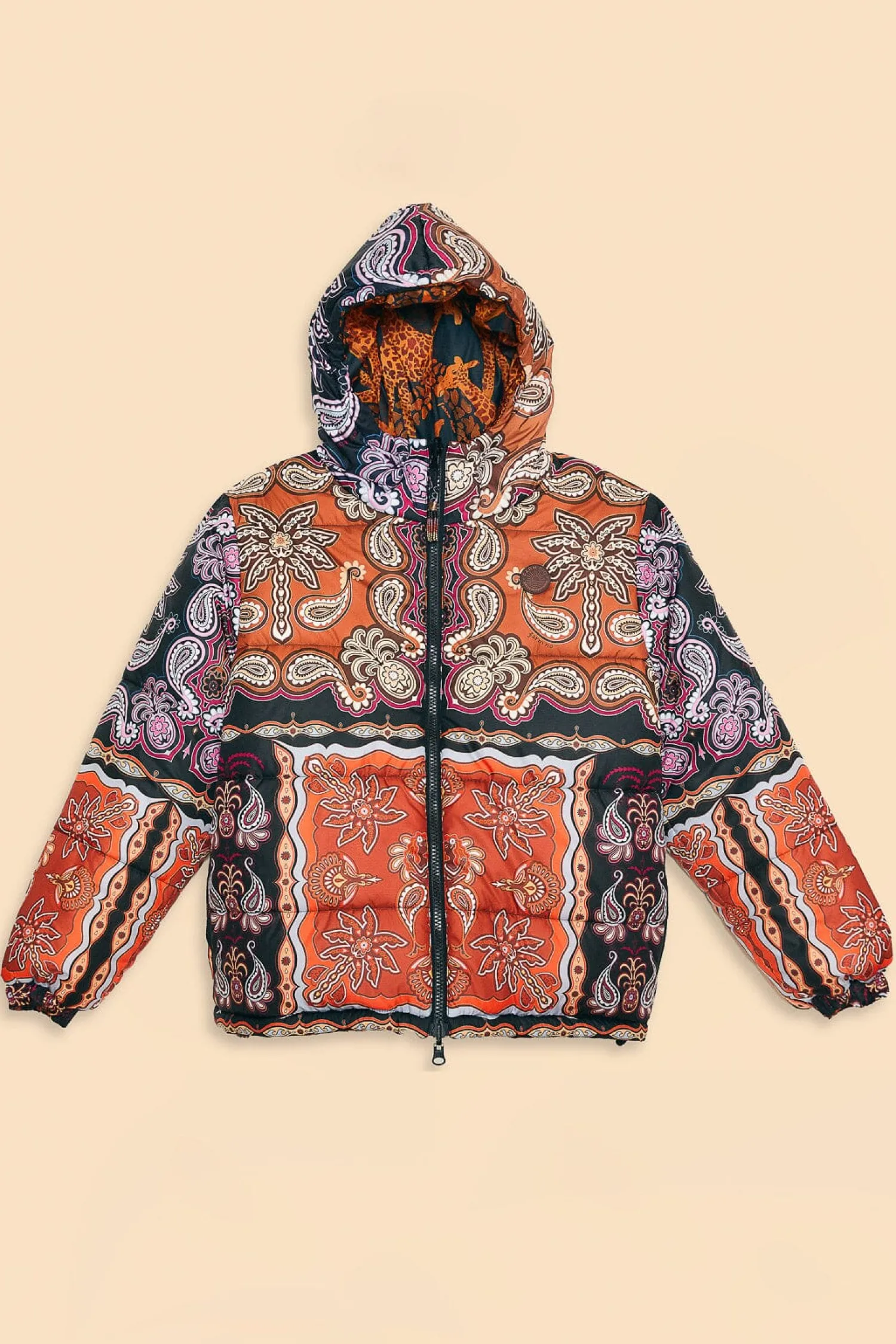 FARM Rio BLACK SWEET MERMAIDS REVERSIBLE PUFFER JACKET