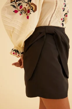 FARM Rio  BLACK TAFFETA MINI SKIRT