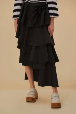 FARM Rio  BLACK TIERED BOW DETAIL MAXI SKIRT