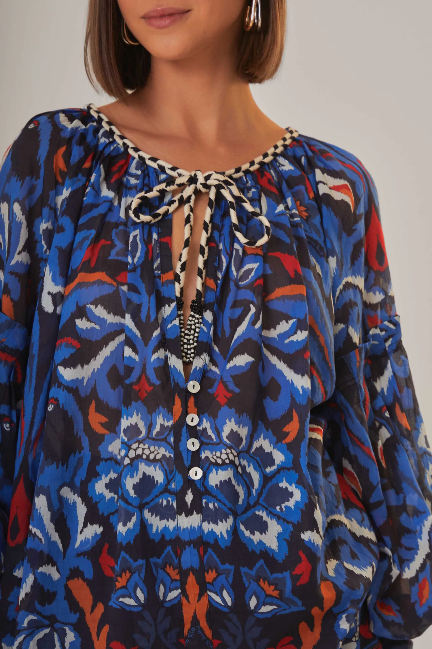 FARM Rio BLACK TOUCANS SCARF BLOUSE