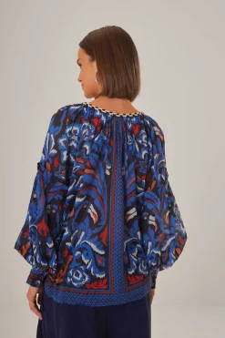 FARM Rio BLACK TOUCANS SCARF BLOUSE