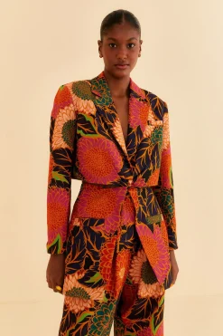 FARM Rio BLACK VINTAGE GARDEN CUT OUT BLAZER