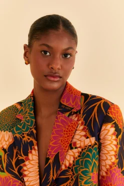FARM Rio  BLACK VINTAGE GARDEN CUT OUT BLAZER