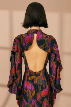 FARM Rio BLACK WILD HORSES BACKLESS MINI DRESS