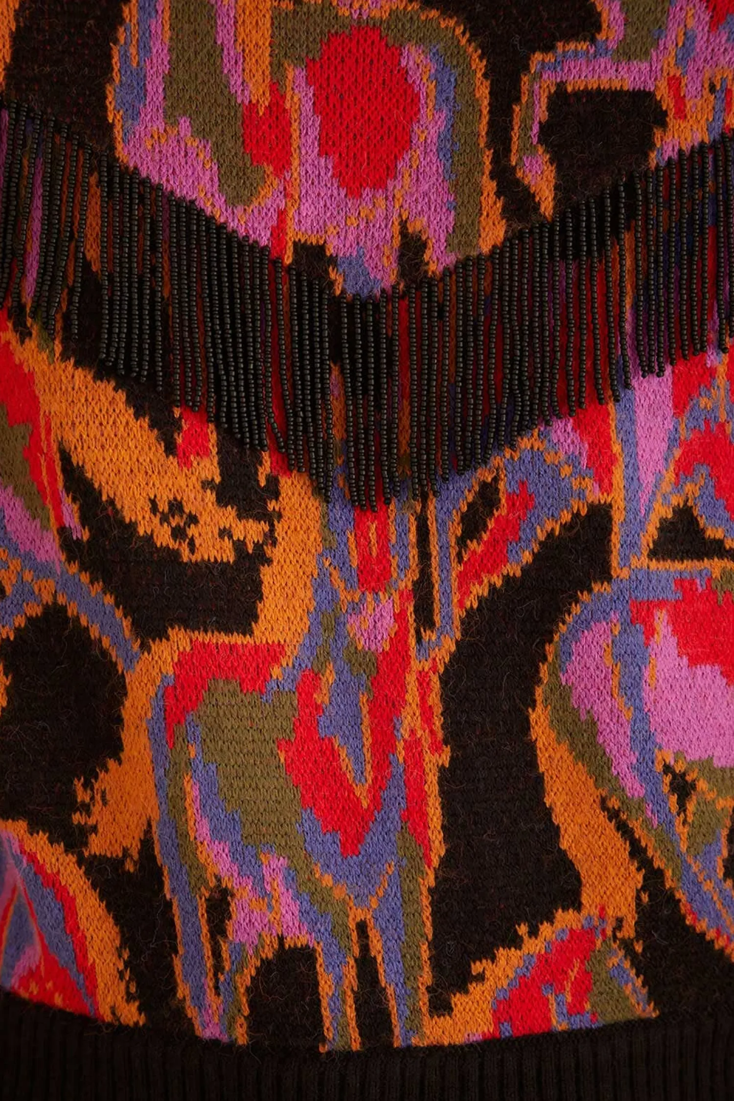 FARM Rio BLACK WILD HORSES FRINGE SWEATER