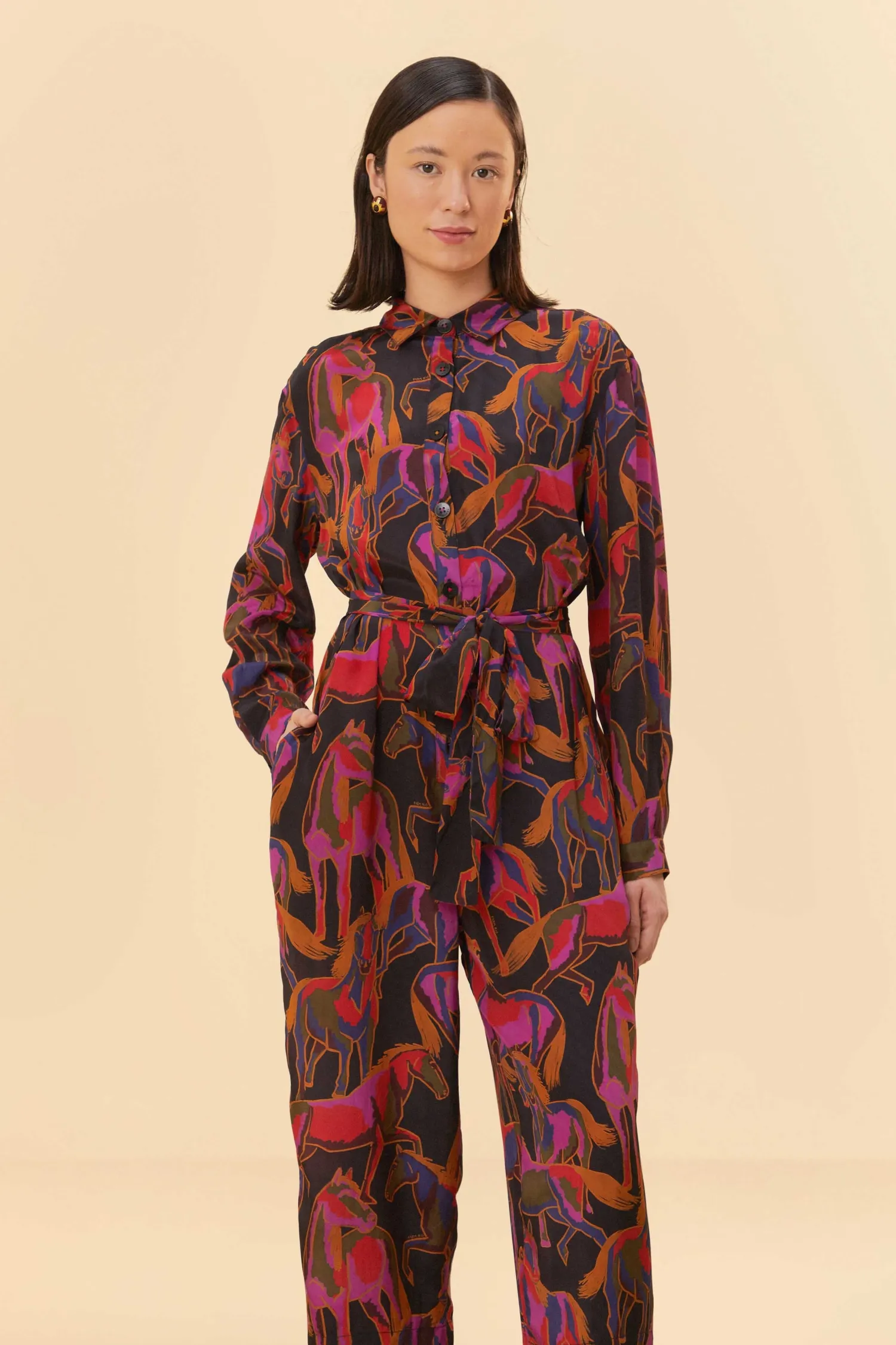 FARM Rio BLACK WILD HORSES JUMPSUIT