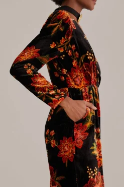 FARM Rio  BLACK WINTER BLOOM V NECK JUMPSUIT