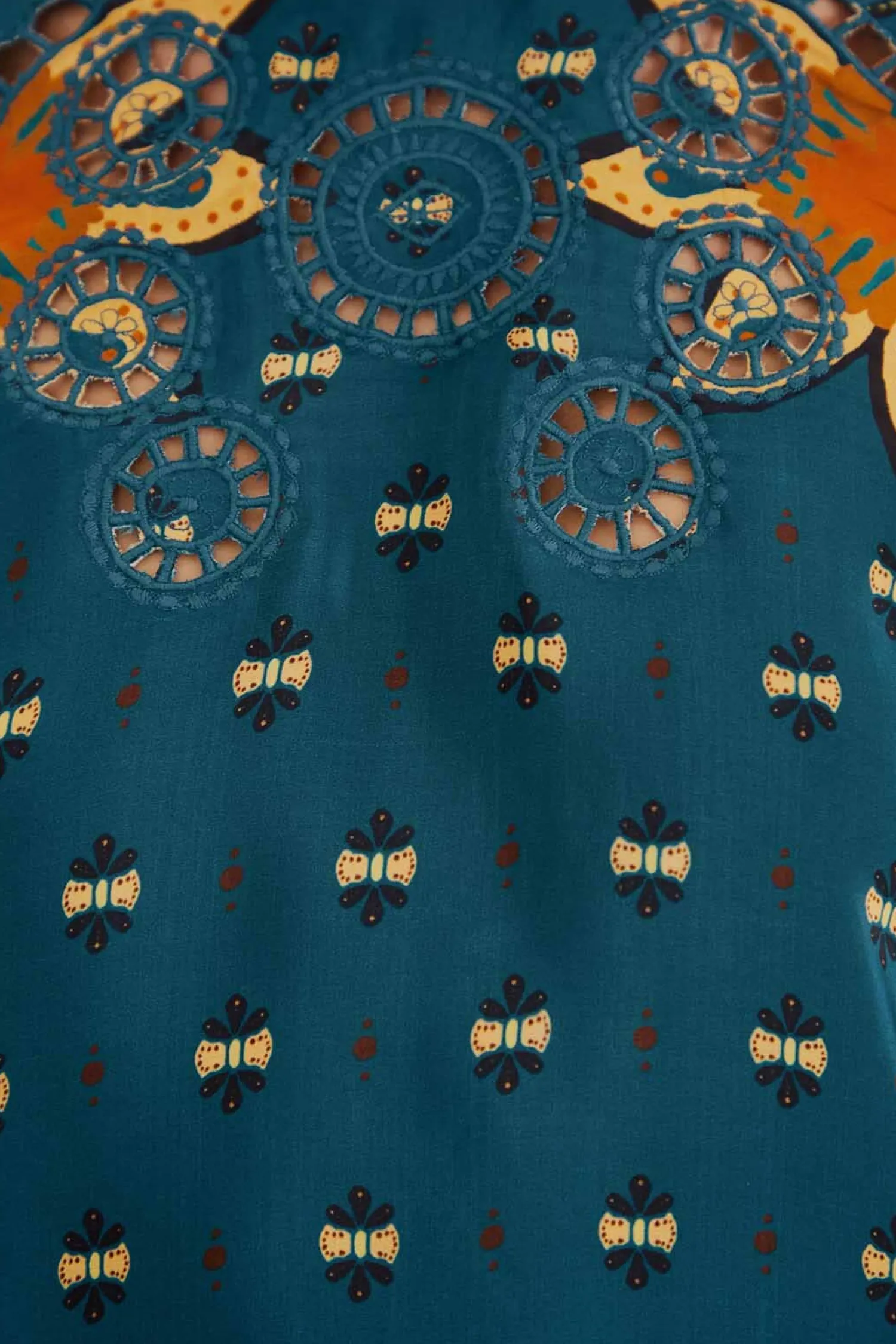 FARM Rio BLUE AINIKA CHILL LONG SLEEVE BLOUSE