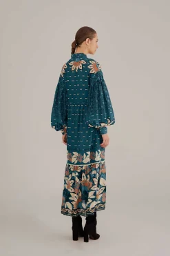 FARM Rio BLUE AINIKA CHILL MAXI SHIRTDRESS