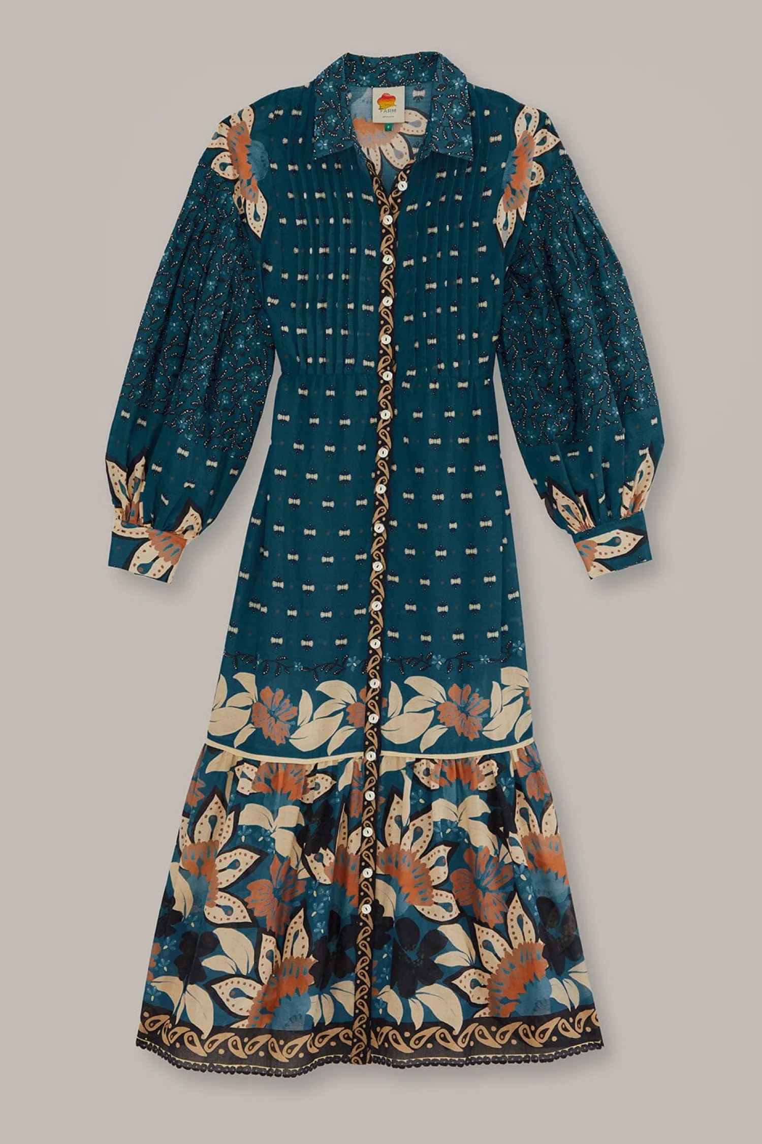 FARM Rio BLUE AINIKA CHILL MAXI SHIRTDRESS