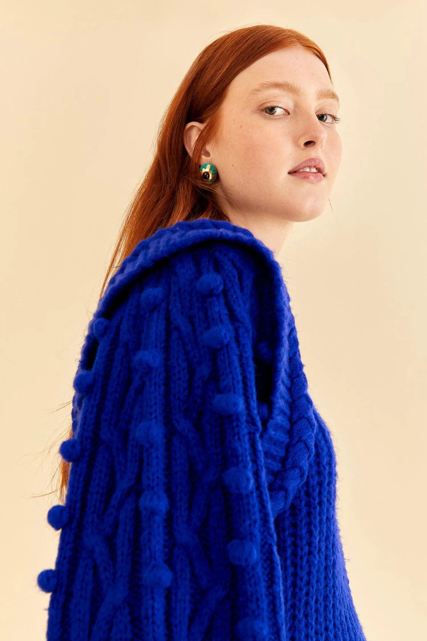 FARM Rio BLUE BRAIDED SWEATER